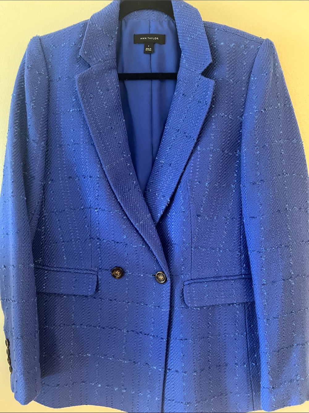 Ann Taylor Periwinkle Textured Double-Button Blazer